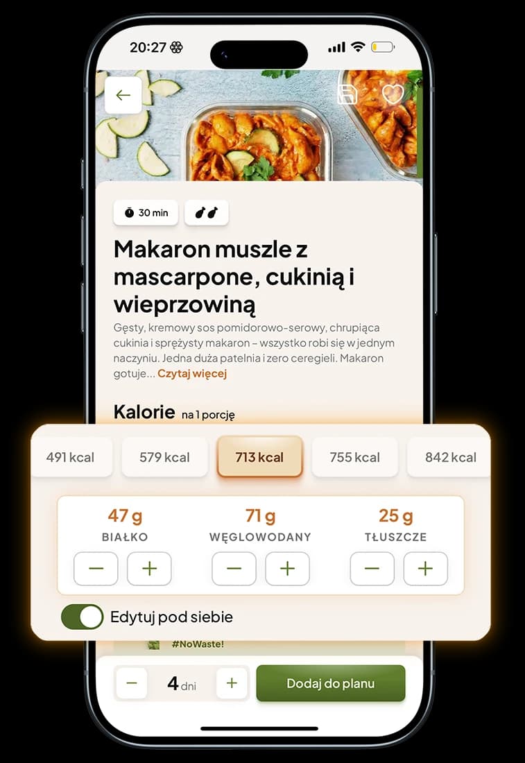 Dopasuj makroskładniki przepisów pod siebie